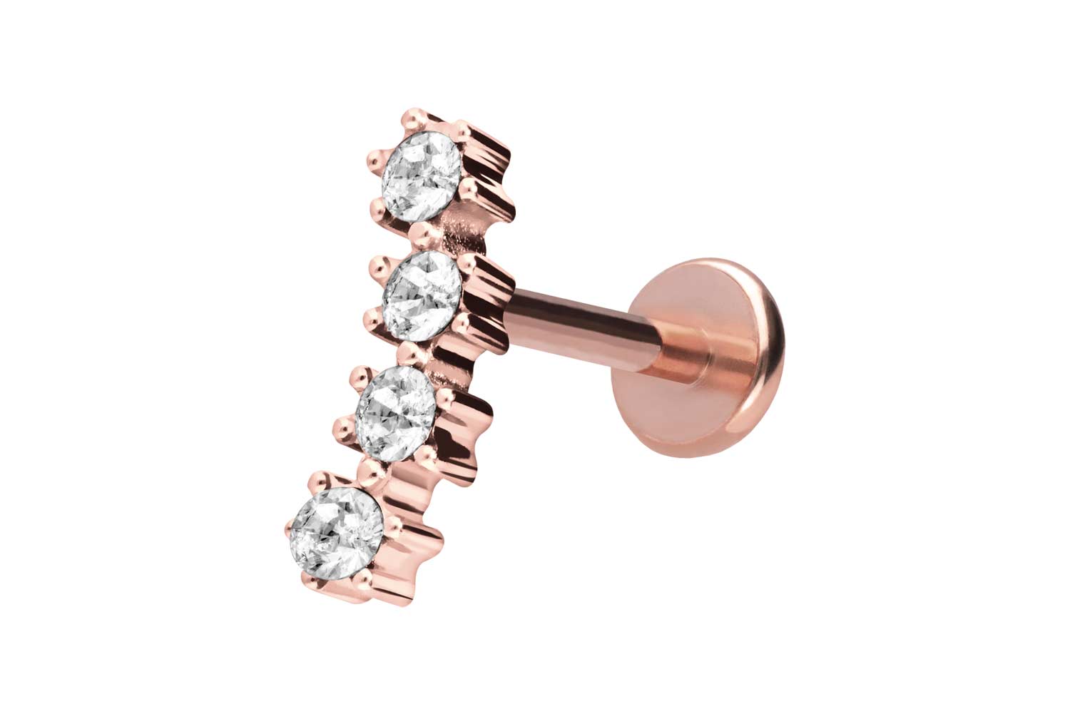 Titan Labret Piercing mit Push Fit 4 EINGEFASSTE KRISTALLE